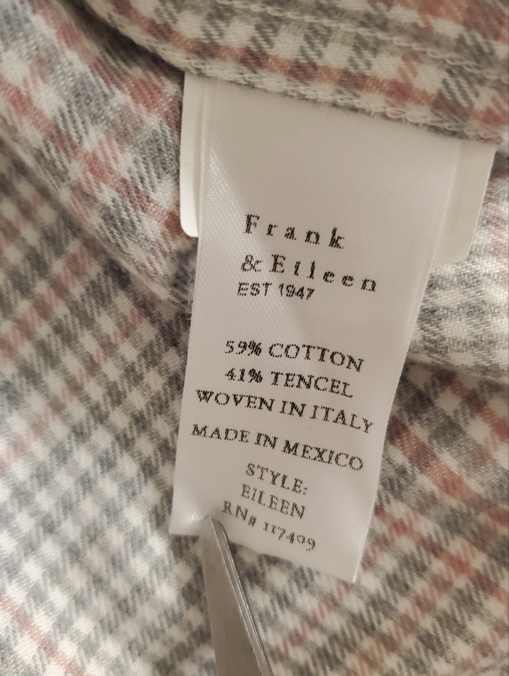 Frank & Eileen Eileen Relaxed Button-Up Shirt in Camel, Cream, Gray Plaid Size S - Picture 12 of 14